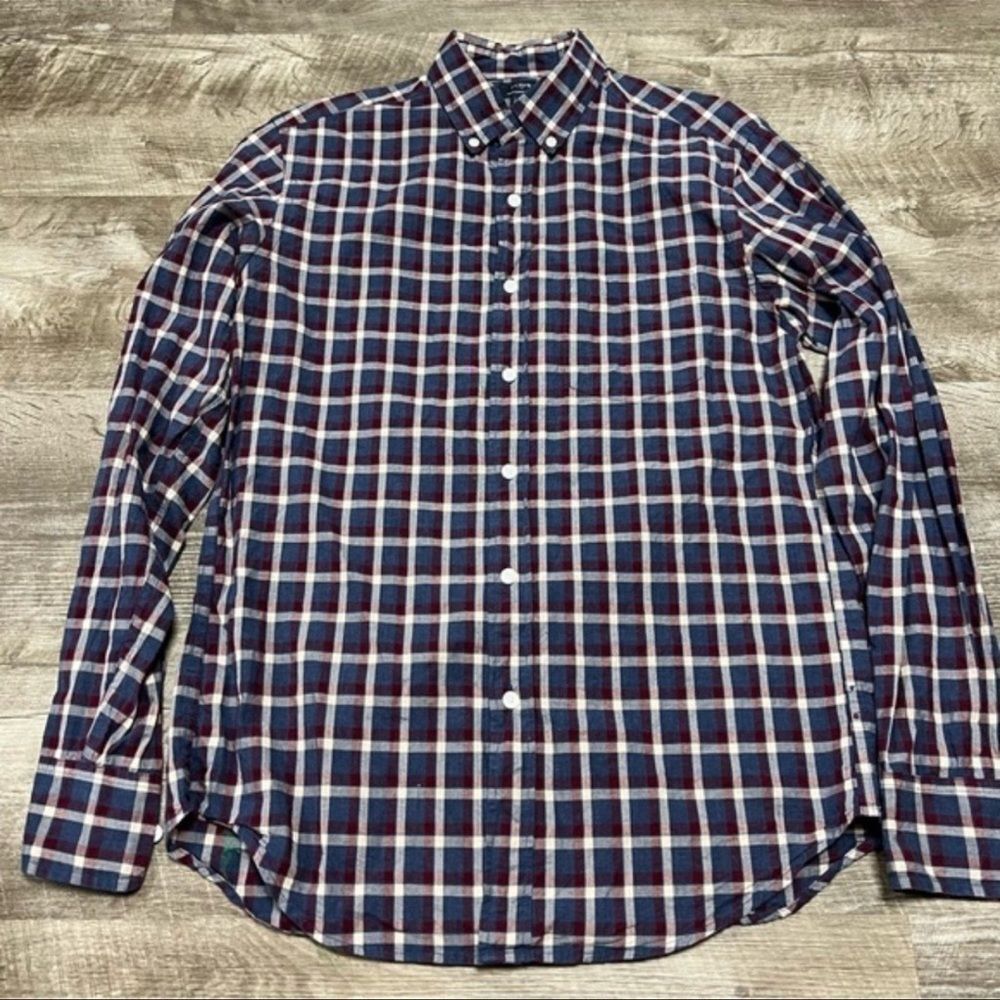 J. Crew Heathered Cotton Plaid Button Down Shirt Size Small